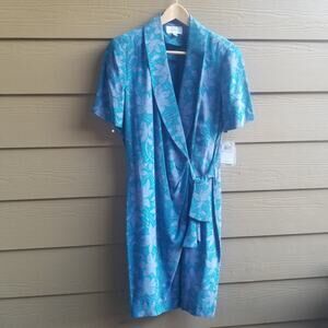 Adrianna Papell Silk Erap Dress shawl collar sarong